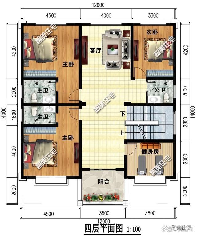 开间12米,三层半简欧风格别墅,这两栋房子建起来气势很不一般(图10) 开间12米,三层半简欧风格别墅,这两栋房子建起来气势很不一般(图10)